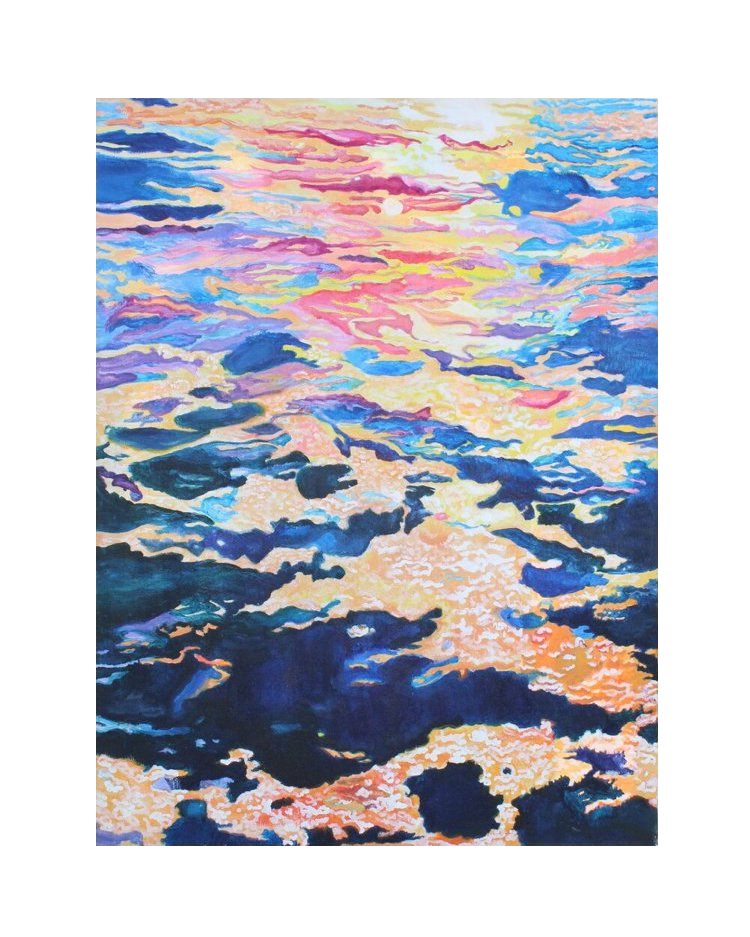 print of acrylic painting of the ocean during sunset