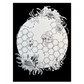 black and white illustration of honeycomb with bees and sunflowers