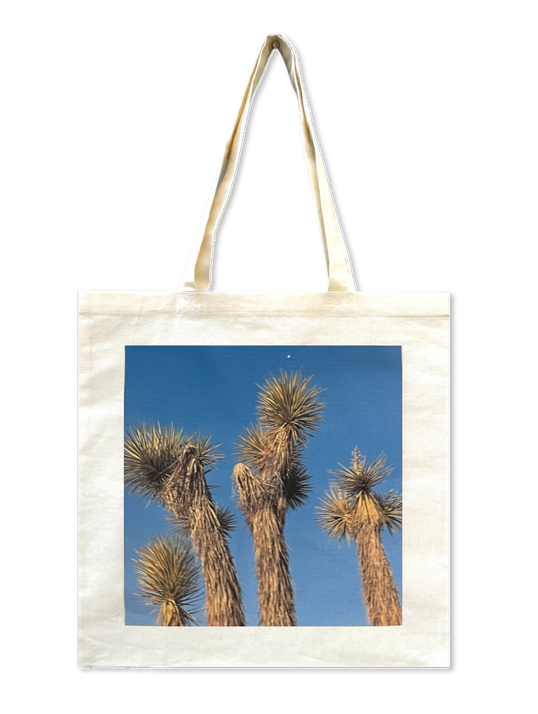 canvas tote bag with photo print of joshua trees