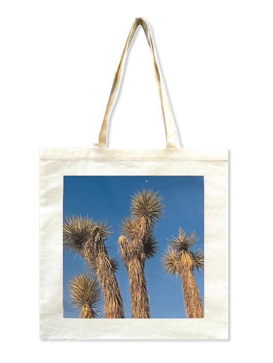 canvas tote bag with photo print of joshua trees