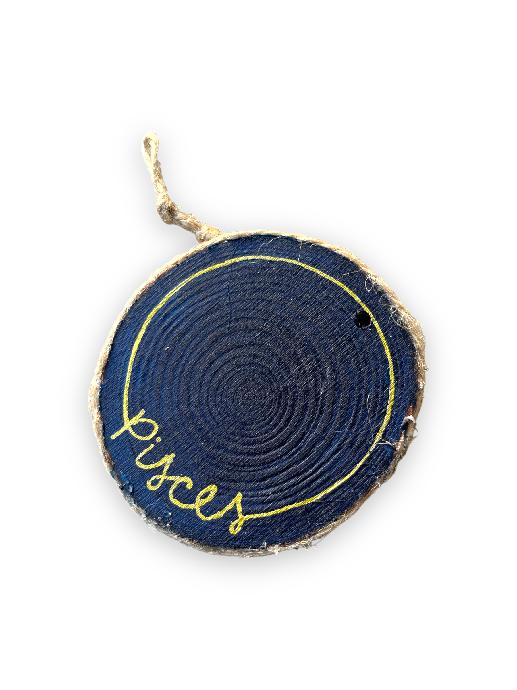 pisces painted on three by three wood ornament