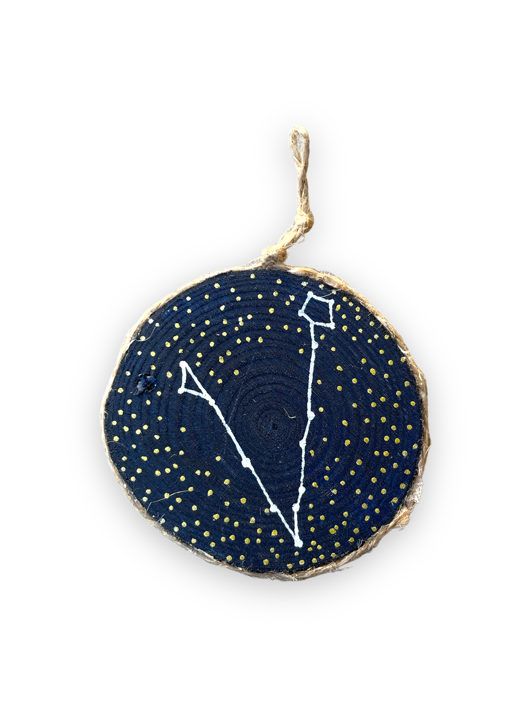 pisces constellation painting on three by three wood ornament