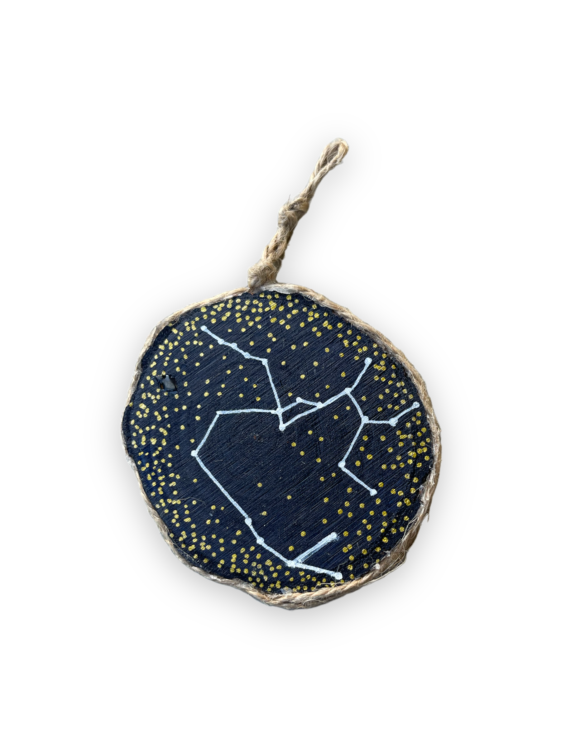 sagittarius constellation painted on three by three wood ornament