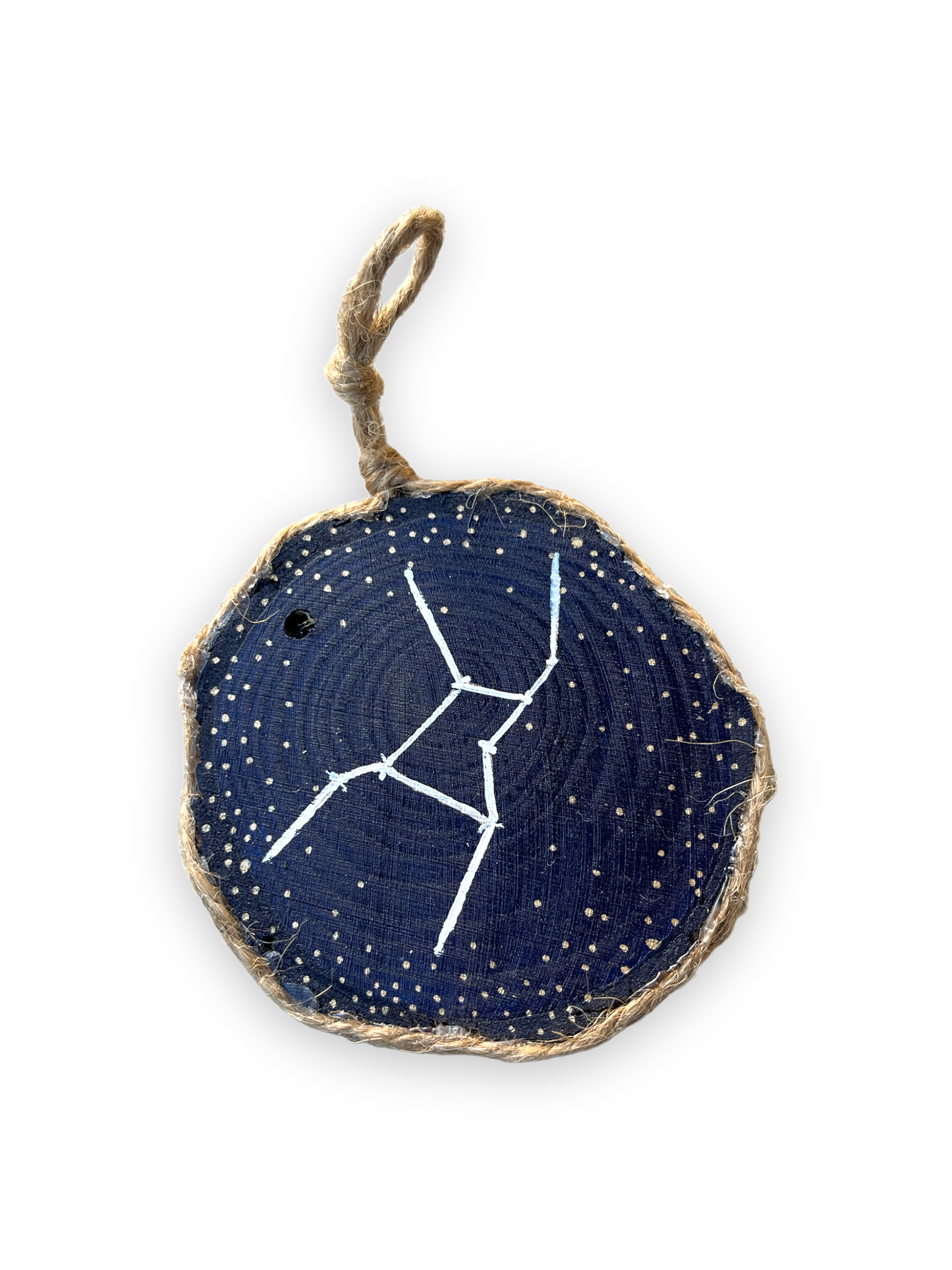 virgo constellation painted on three by three wood ornament